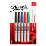 SHARPIE PERMANENT MARKER FINE POINT 1MM ASSORTED PACK OF 5