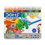 DOMS SUPERSOFT COLOUR PENCILS  FLAT TIN BOX 24 SHADES