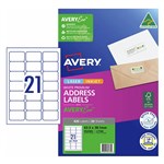 AVERY 952000 L7160 QUICK PEEL ADDRESS LABEL WITH SURE FEED LASER 21UP WHITE PACK 20