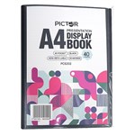 PICTOR PRESENTATION DISPLAY BOOK A4 WITH INSERT COVER 40 POCKET BLACK