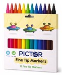PICTOR COLOURED FINE TIP MARKERS PACK 12