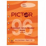 PICTOR PREMIUM A4 96 PAGE BINDER BOOK 8MM RULED 70GSM COMET