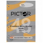 PICTOR PREMIUM A4 48 PAGE BINDER BOOK 8MM RULED 70GSM ROVER