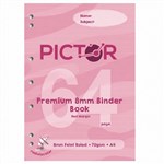 PICTOR PREMIUM A4 64 PAGE BINDER BOOK 8MM RULED 70GSM RADIO LOCATOR