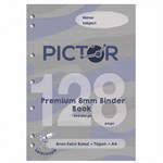 PICTOR PREMIUM A4 128 PAGE BINDER BOOK 8MM RULED 70GSM TELESCOPE