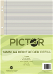 PICTOR REINFORCED A4 LOOSE LEAF REFILL 14MM DOTTED THIRDS 50 SHEETS