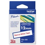 BROTHER TZE232 LAMINATED LABELLING TAPE 12MM RED ON WHITE