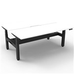 RAPIDLINE BOOST PLUS HEIGHT ADJUSTABLE DOUBLE SIDED WORKSTATION WITH CABLE TRAY 1500 X 750MM NATURAL WHITE TOP  BLACK FRAME