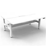 RAPIDLINE BOOST PLUS HEIGHT ADJUSTABLE DOUBLE SIDED WORKSTATION WITH CABLE TRAY 1500 X 750MM NATURAL WHITE TOP  WHITE FRAME