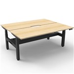RAPIDLINE BOOST PLUS HEIGHT ADJUSTABLE DOUBLE SIDED WORKSTATION WITH CABLE TRAY 1800 X 750MM NATURAL OAK TOP  BLACK FRAME