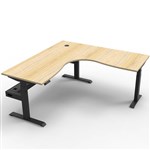 RAPIDLINE BOOST PLUS HEIGHT ADJUSTABLE CORNER WORKSTATION WITH CABLE TRAY 1500 X 1500 X 750MM NATURAL OAK TOP  BLACK FRAME