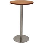 RAPIDLINE DRY BAR TABLE 600 X 1050MM CHERRY COLOURED TABLE TOP  STAINLESS STEEL BASE