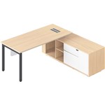 RAPIDLINE CASA EXECUTIVE WORKSTATION WITH PROFILE END LEG RHC NATURAL OAKBLACK