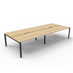 RAPID INFINITY DELUXE 4 PERSON PROFILE LEG DOUBLE SIDED WORKSTATION 1800 X 750 X 730MM NATURAL OAK TOP  BLACK FRAME