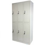 METAL LOCKER 6 DOOR 3 ROW WITH CAM LOCK 900 X 450 X 1850MM GREY