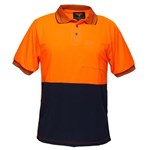 PORTWEST MP110 TWO TONED MICRO MESH POLO SHIRT ORANGE NAVY SMALL