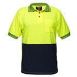 PORTWEST MP110 TWO TONED MICRO MESH POLO SHIRT YELLOW NAVY LARGE