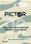 PICTOR PREMIUM A4 96 PAGE PROJECT BOOK 18MM PLAINDOTTED THIRDS 70GSM AQUARIUS
