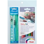 PENTEL YCB9 ARTS WATERCOLOUR PENCILS WITH AQUASH BRUSH PACK 12