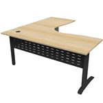 RAPID SPAN DELUXE CORNER WORKSTATION METAL MODESTY PANEL 1800 X 1500 X 730MM NATURAL OAKBLACK