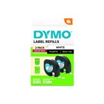 DYMO LETRATAG PLASTIC TAPE 12MM X 4M WHITE PACK 2