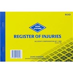 ZIONS ROID REGISTER OF INJURIES BOOK VIC 145 X 210MM